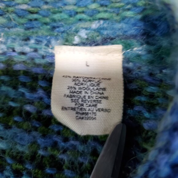 Anthropologie Sleeping on Snow Colorblock Long Line Clasp Ruffle Cardigan - L - Picture 10 of 10